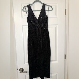 Lush Black Sparkly Midi Dress